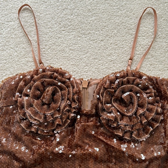 Brown Sequin Maxi dress with rosettes - Picture 10 of 17